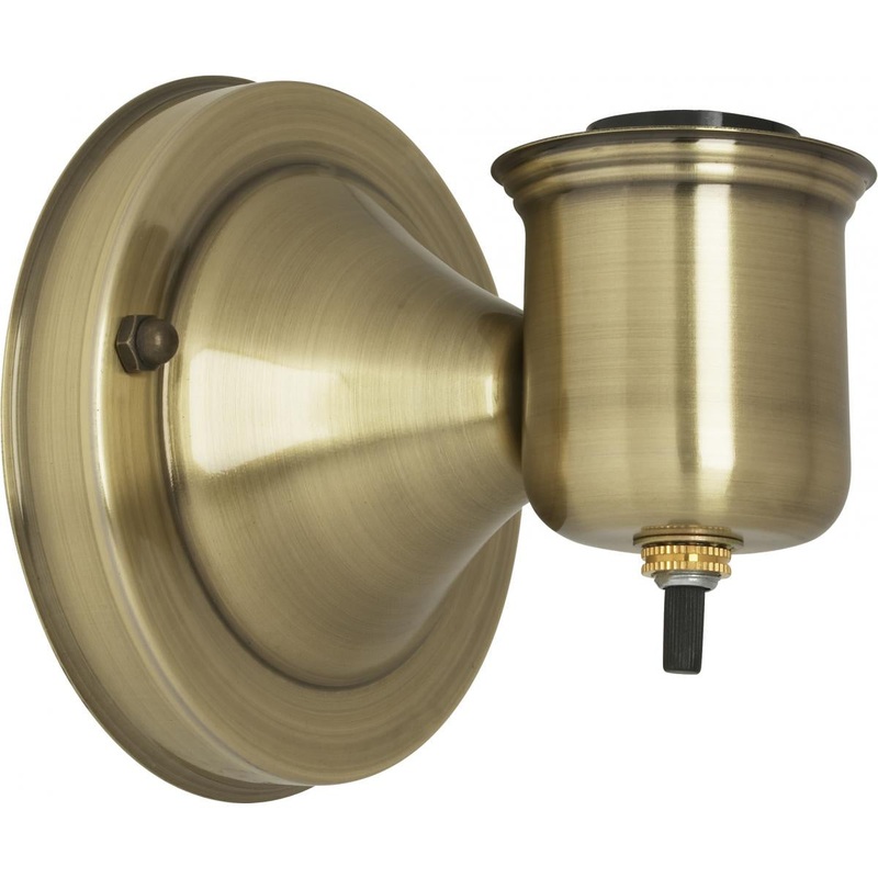 1-5/8" Wired Wall Bracket With Bottom Turn Knob Switch in Antique Brass