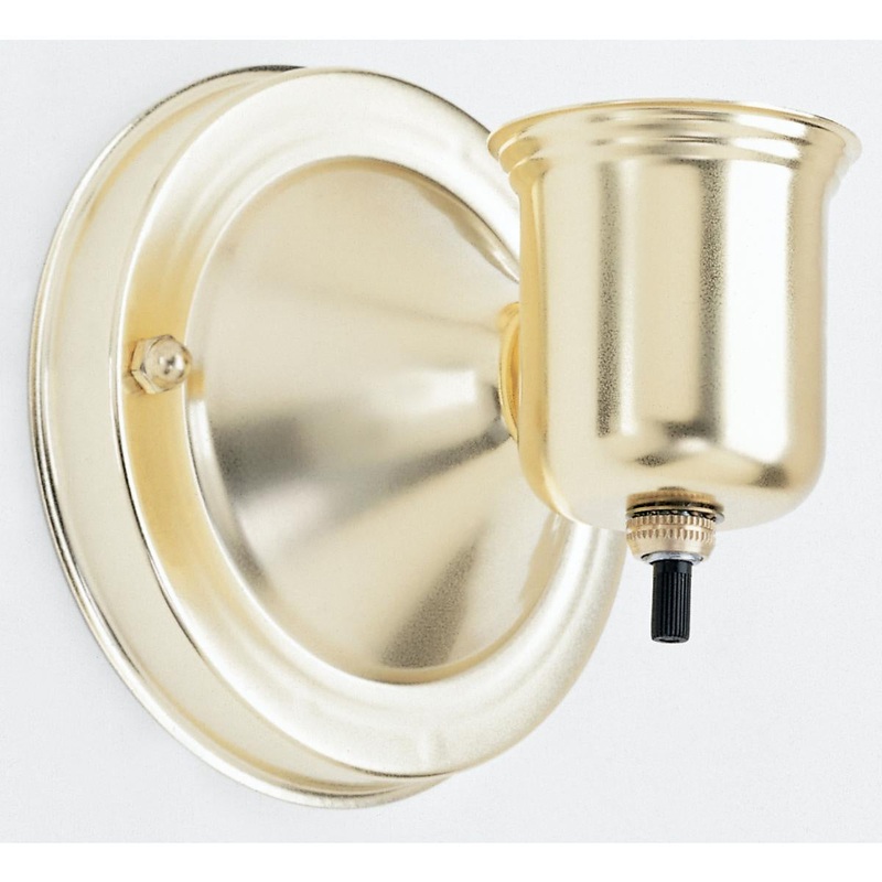 1-5/8" Wired Wall Bracket With Bottom Turn Knob Switch in Brass