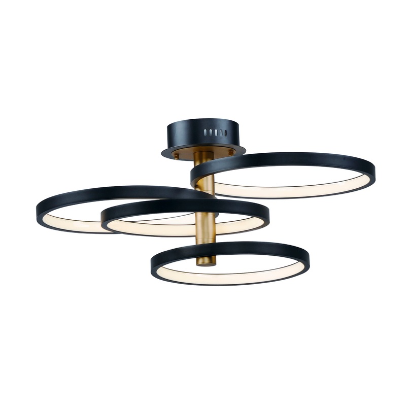Hoopla 4-Light LED Pendant in Black & Gold