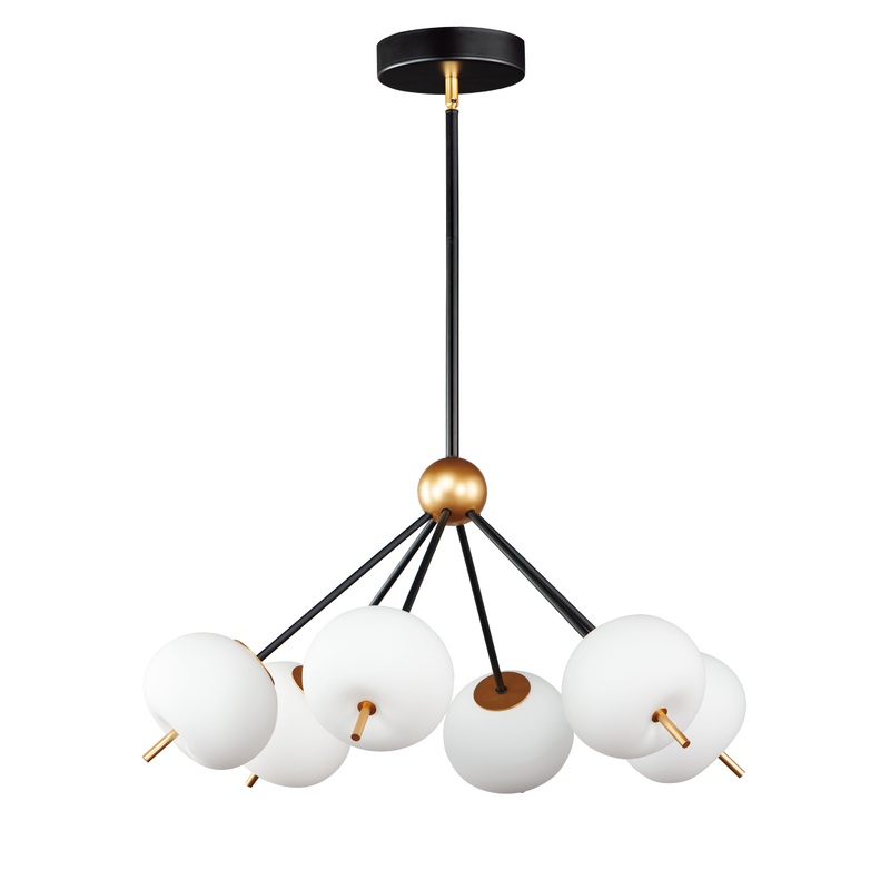 Quest 6-Light LED Pendant in Black & Gold