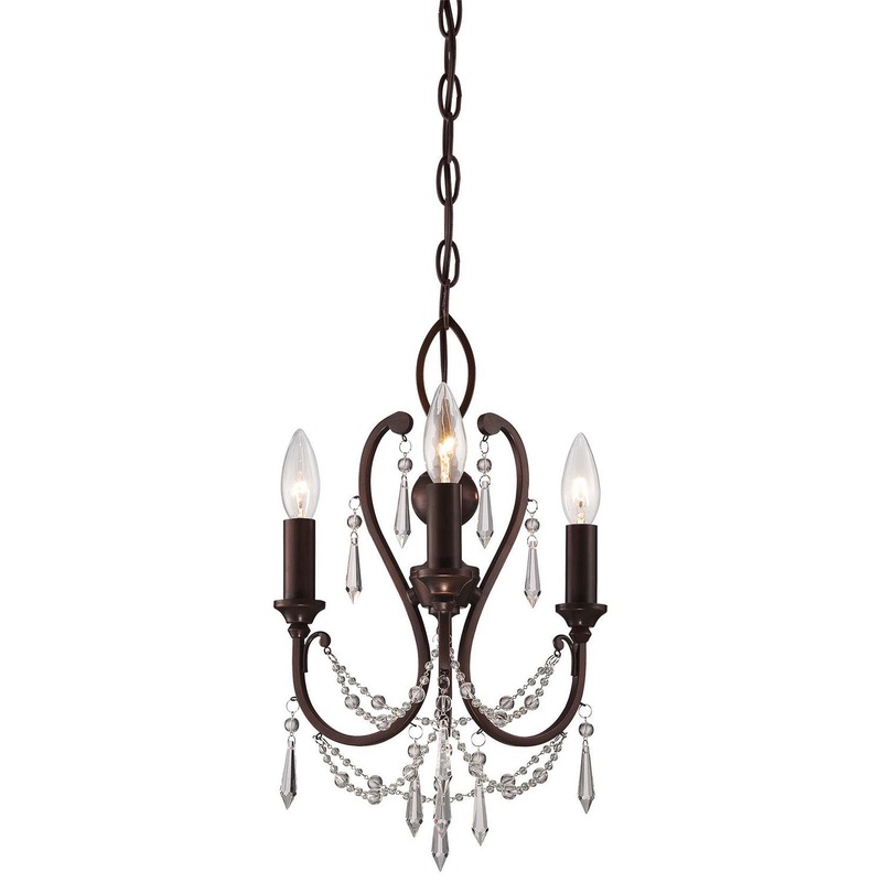 3-Light Mini-Chandelier in Vintage Bronze