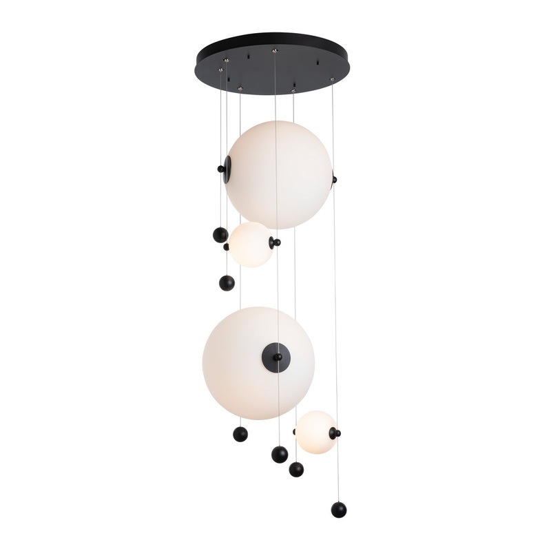 Abacus 4-Light Round LED Pendant in Black