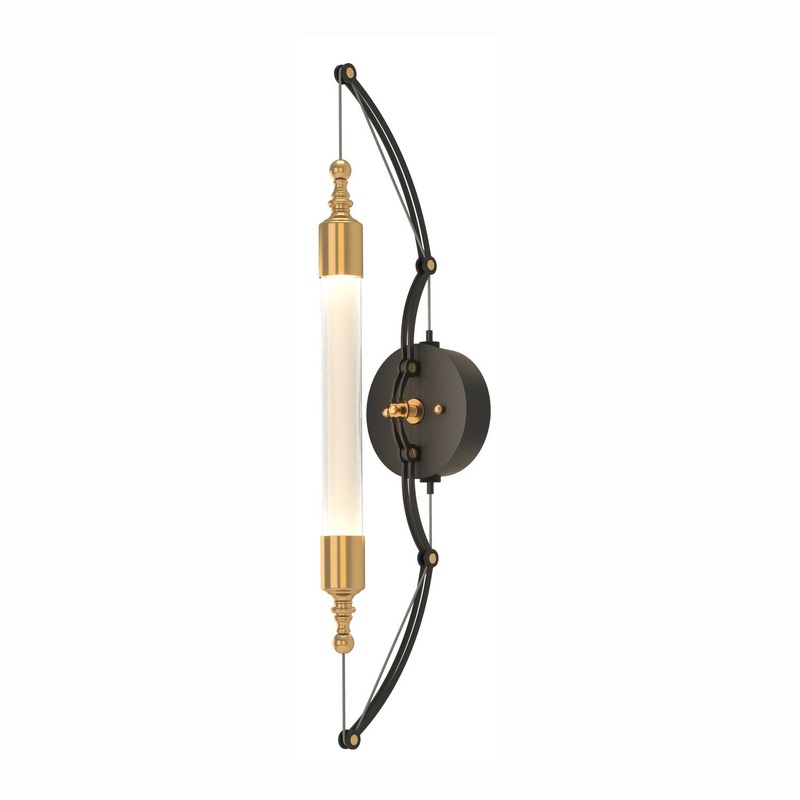 Otto Sconce in Black with Brass Accents