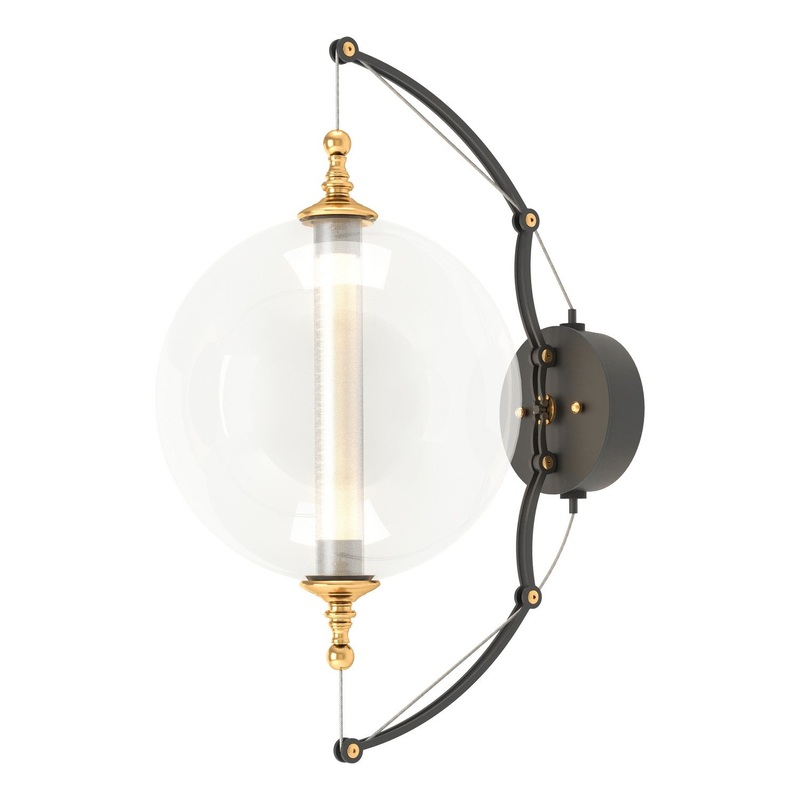 Otto Sphere Sconce in Black with Brass Accents