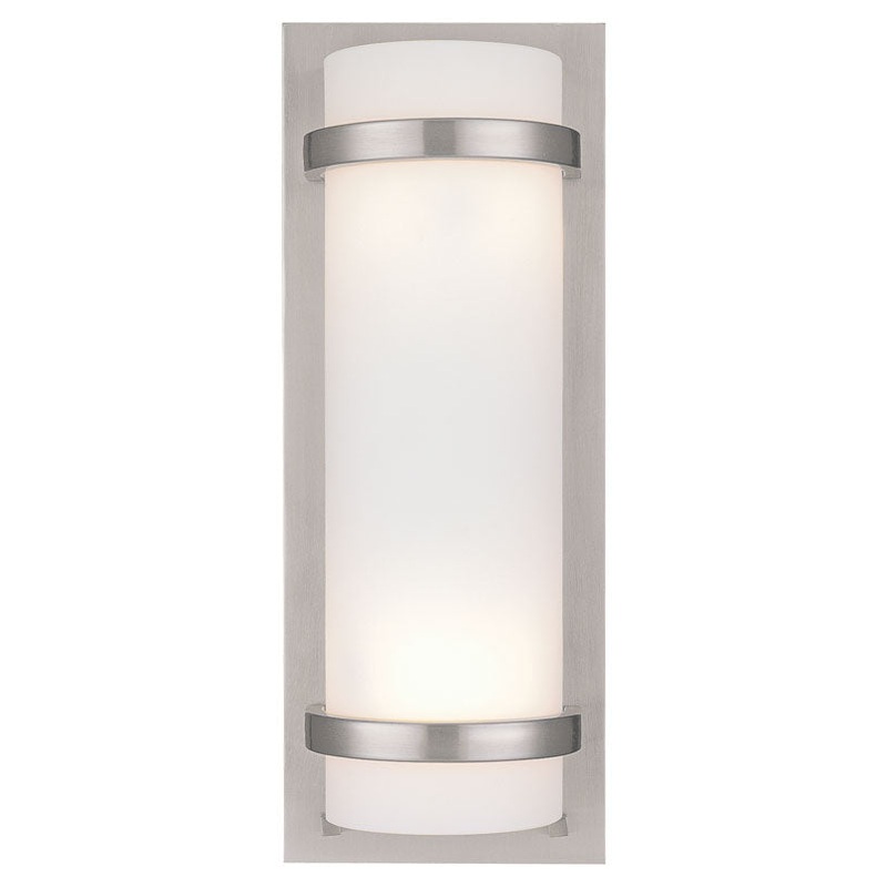 Fieldale Lodge 2-Light Wall Sconce in Brushed Nickel & Etched White Glass
